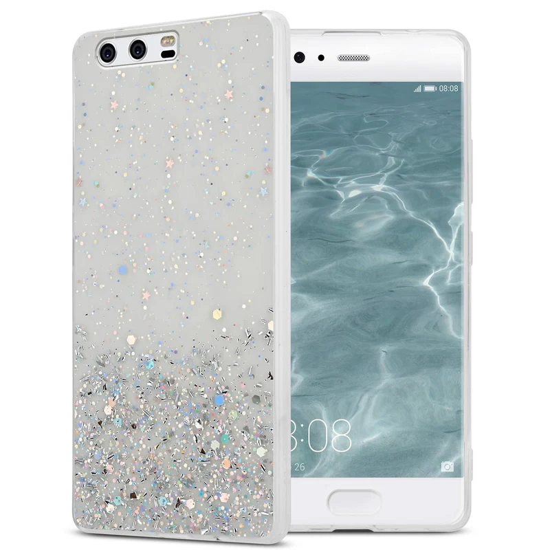 Cadorabo Hülle kompatibel mit Huawei P10 Schutzhülle aus flexiblem TPU Silikon mit funkelnden Glitter