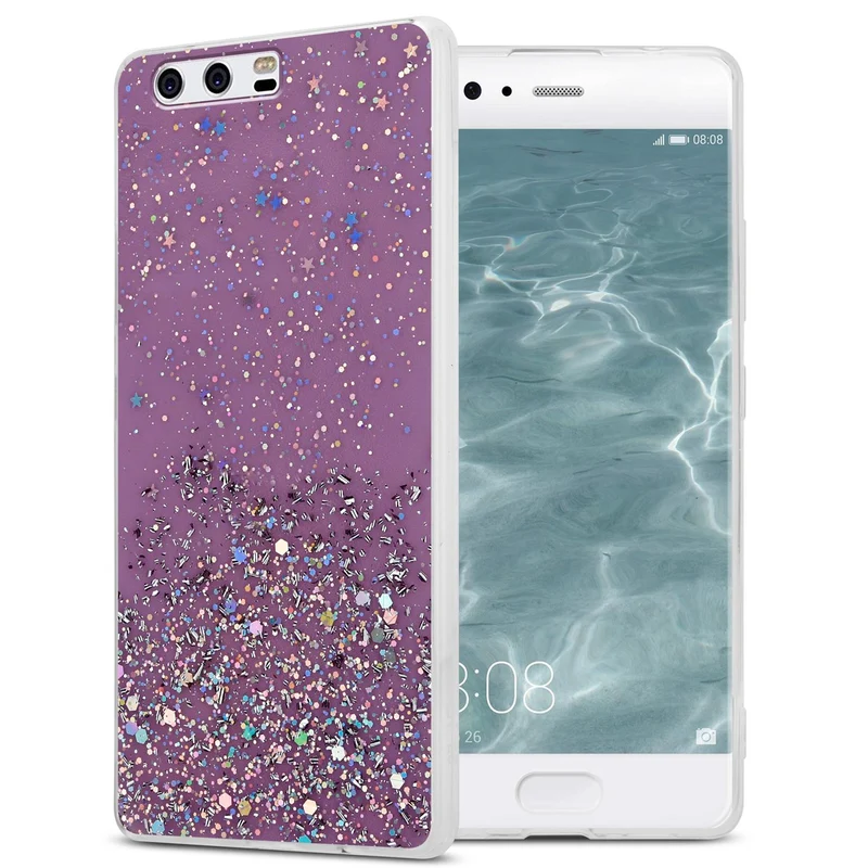 Cadorabo Hülle kompatibel mit Huawei P10 Schutzhülle aus flexiblem TPU Silikon mit funkelnden Glitter
