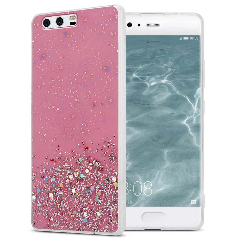 Cadorabo Hülle kompatibel mit Huawei P10 Schutzhülle aus flexiblem TPU Silikon mit funkelnden Glitter