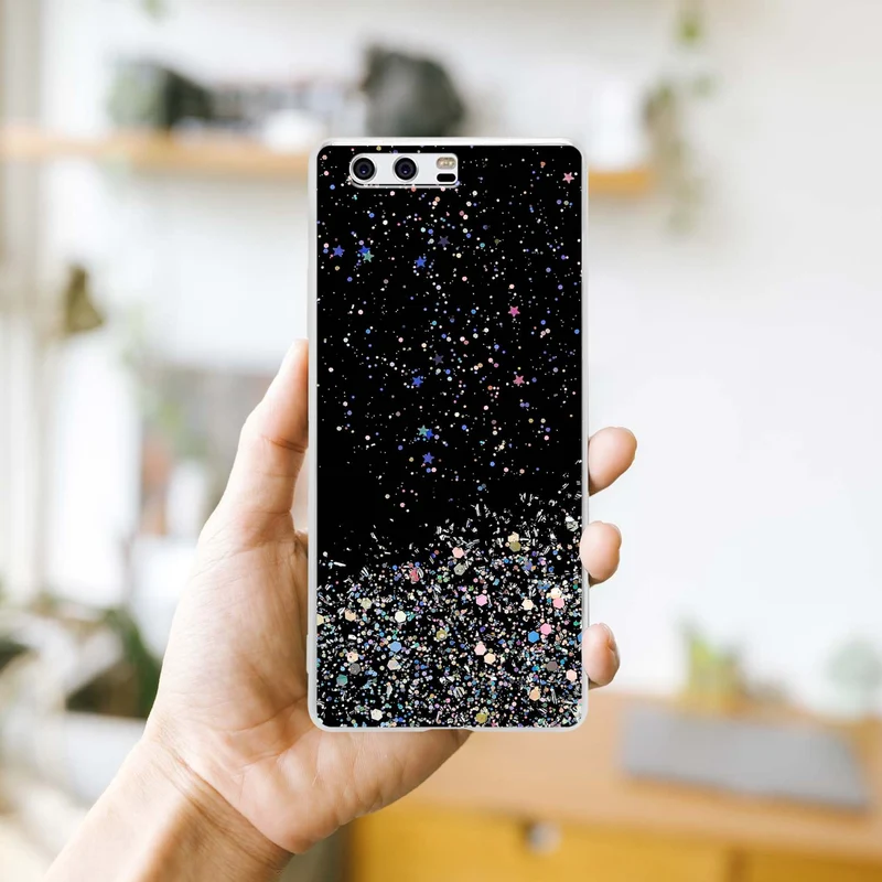 Cadorabo Hülle kompatibel mit Huawei P10 Schutzhülle aus flexiblem TPU Silikon mit funkelnden Glitter
