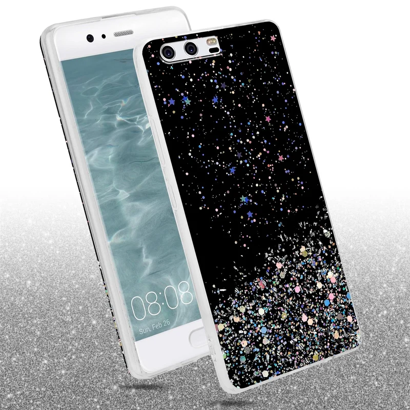Cadorabo Hülle kompatibel mit Huawei P10 Schutzhülle aus flexiblem TPU Silikon mit funkelnden Glitter