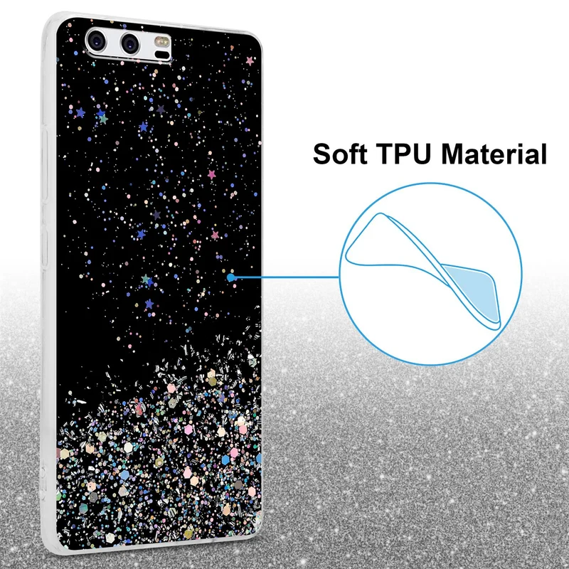 Cadorabo Hülle kompatibel mit Huawei P10 Schutzhülle aus flexiblem TPU Silikon mit funkelnden Glitter