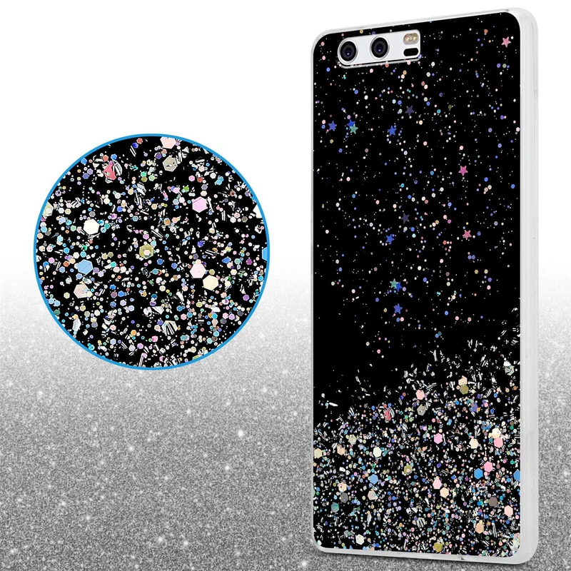 Cadorabo Hülle kompatibel mit Huawei P10 Schutzhülle aus flexiblem TPU Silikon mit funkelnden Glitter