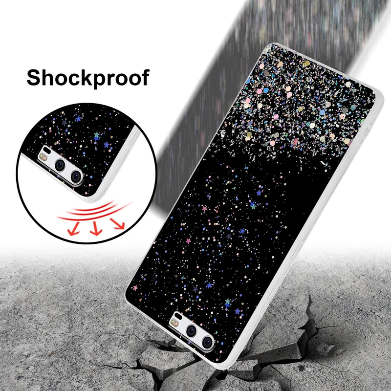 Cadorabo Hülle kompatibel mit Huawei P10 Schutzhülle aus flexiblem TPU Silikon mit funkelnden Glitter