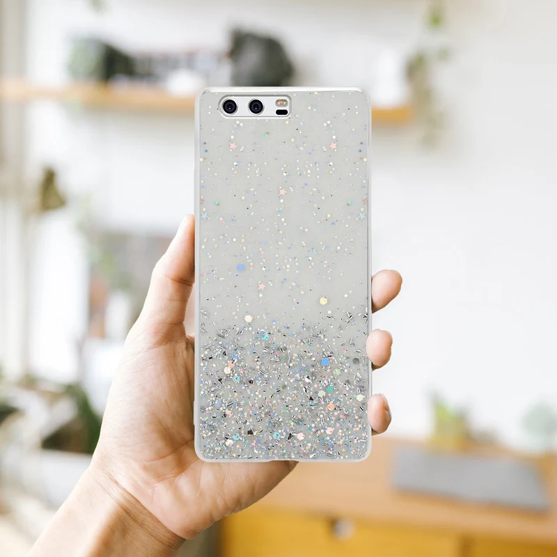 Cadorabo Hülle kompatibel mit Huawei P10 Schutzhülle aus flexiblem TPU Silikon mit funkelnden Glitter