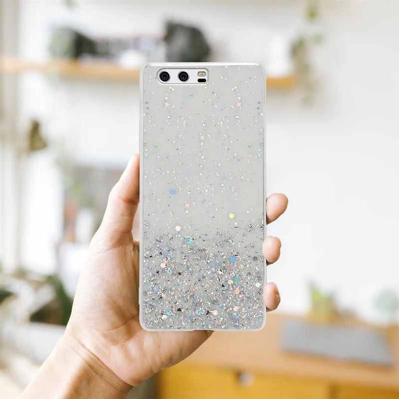 Cadorabo Hülle kompatibel mit Huawei P10 Schutzhülle aus flexiblem TPU Silikon mit funkelnden Glitter
