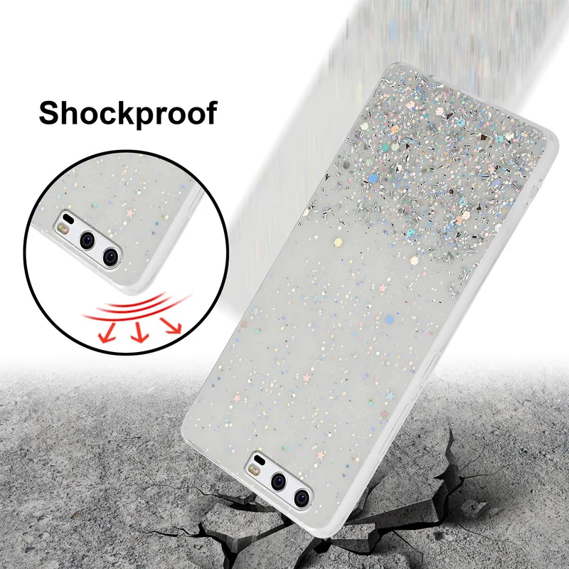 Cadorabo Hülle kompatibel mit Huawei P10 Schutzhülle aus flexiblem TPU Silikon mit funkelnden Glitter