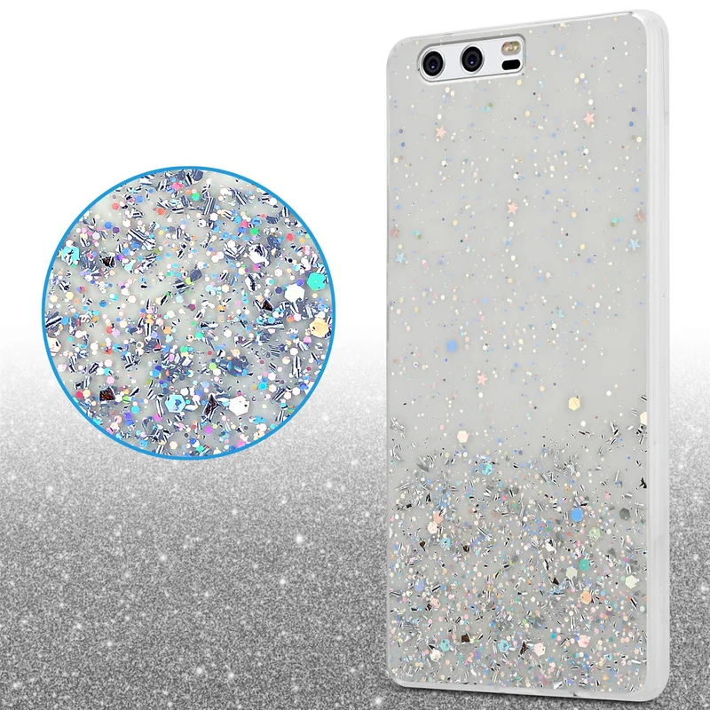Cadorabo Hülle kompatibel mit Huawei P10 Schutzhülle aus flexiblem TPU Silikon mit funkelnden Glitter