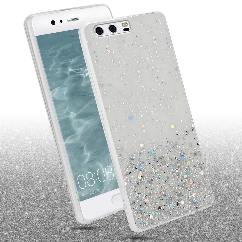 Cadorabo Hülle kompatibel mit Huawei P10 Schutzhülle aus flexiblem TPU Silikon mit funkelnden Glitter
