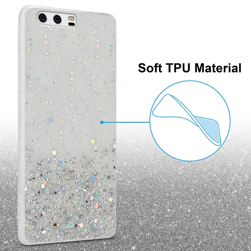 Cadorabo Hülle kompatibel mit Huawei P10 Schutzhülle aus flexiblem TPU Silikon mit funkelnden Glitter
