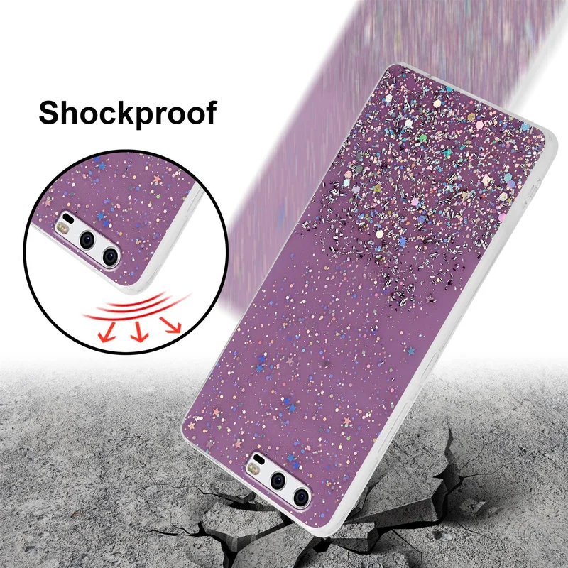 Cadorabo Hülle kompatibel mit Huawei P10 Schutzhülle aus flexiblem TPU Silikon mit funkelnden Glitter