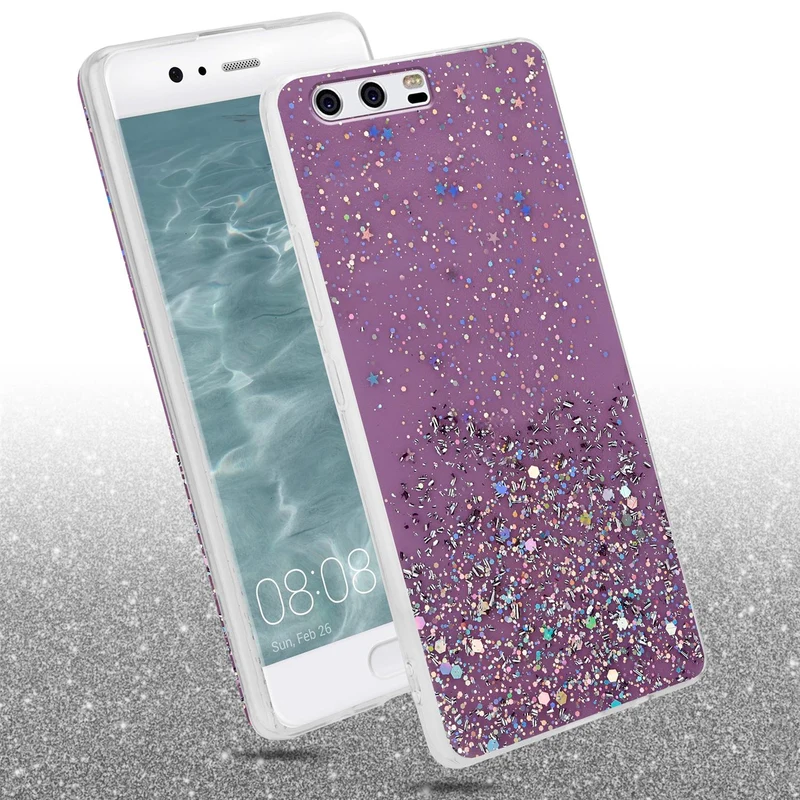 Cadorabo Hülle kompatibel mit Huawei P10 Schutzhülle aus flexiblem TPU Silikon mit funkelnden Glitter