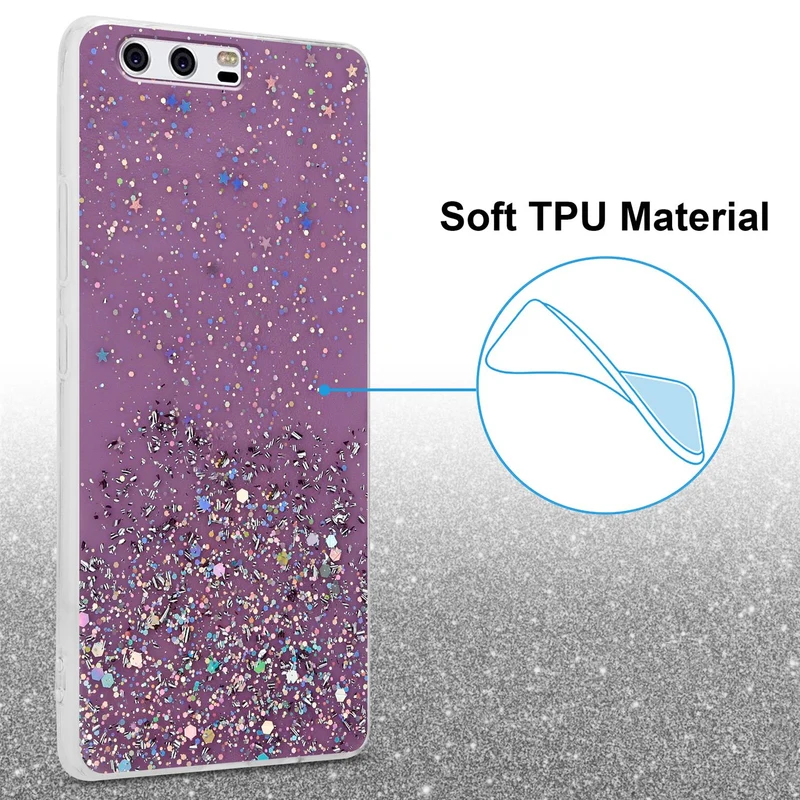 Cadorabo Hülle kompatibel mit Huawei P10 Schutzhülle aus flexiblem TPU Silikon mit funkelnden Glitter