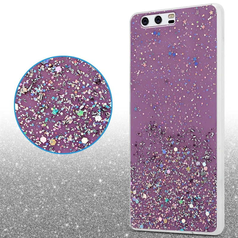 Cadorabo Hülle kompatibel mit Huawei P10 Schutzhülle aus flexiblem TPU Silikon mit funkelnden Glitter