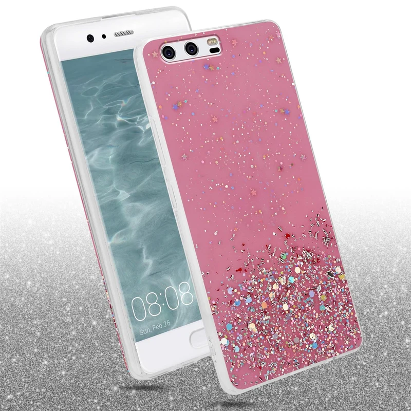 Cadorabo Hülle kompatibel mit Huawei P10 Schutzhülle aus flexiblem TPU Silikon mit funkelnden Glitter
