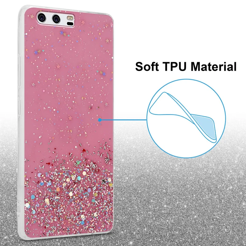 Cadorabo Hülle kompatibel mit Huawei P10 Schutzhülle aus flexiblem TPU Silikon mit funkelnden Glitter