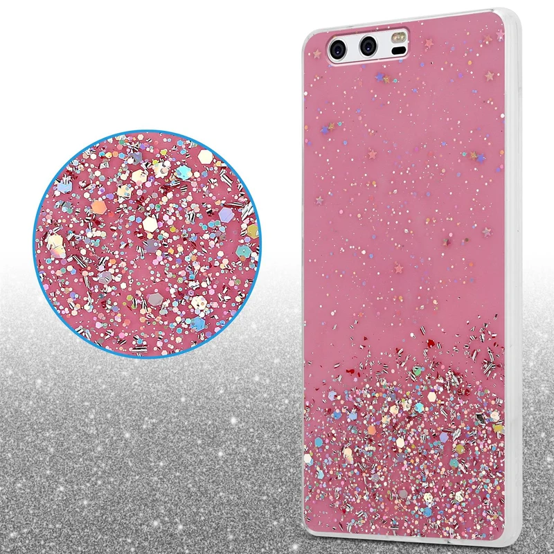Cadorabo Hülle kompatibel mit Huawei P10 Schutzhülle aus flexiblem TPU Silikon mit funkelnden Glitter