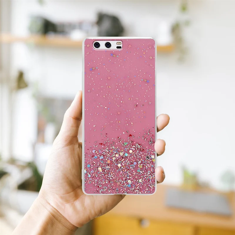 Cadorabo Hülle kompatibel mit Huawei P10 Schutzhülle aus flexiblem TPU Silikon mit funkelnden Glitter