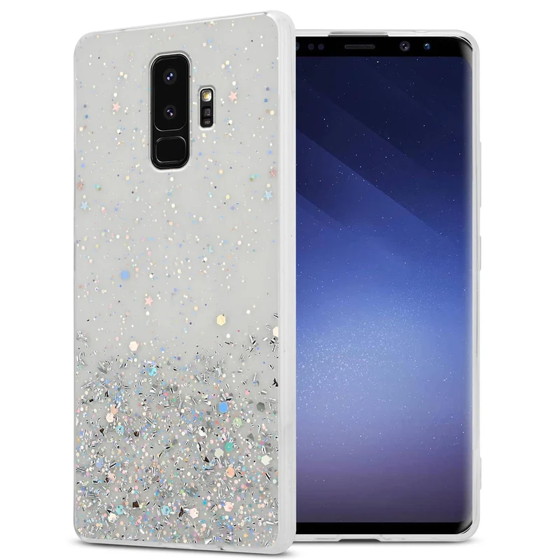 Cadorabo Hülle kompatibel mit Samsung Galaxy S9 PLUS Schutzhülle aus flexiblem TPU Silikon mit funkelnden Glitter