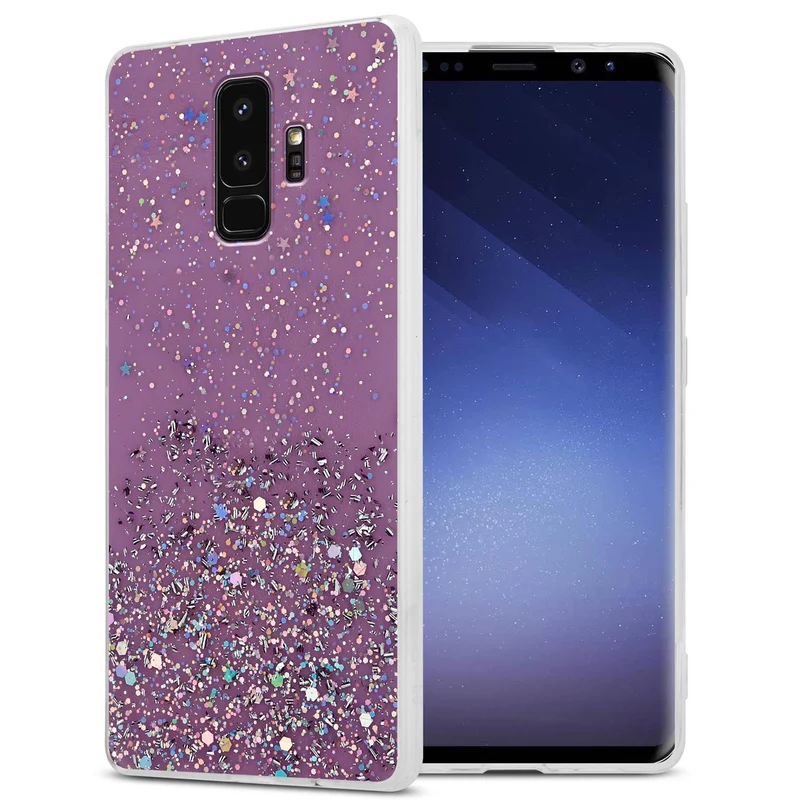Cadorabo Hülle kompatibel mit Samsung Galaxy S9 PLUS Schutzhülle aus flexiblem TPU Silikon mit funkelnden Glitter