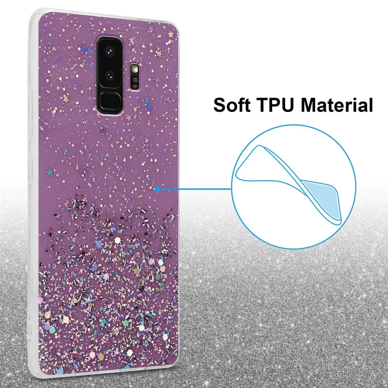 Cadorabo Hülle kompatibel mit Samsung Galaxy S9 PLUS Schutzhülle aus flexiblem TPU Silikon mit funkelnden Glitter