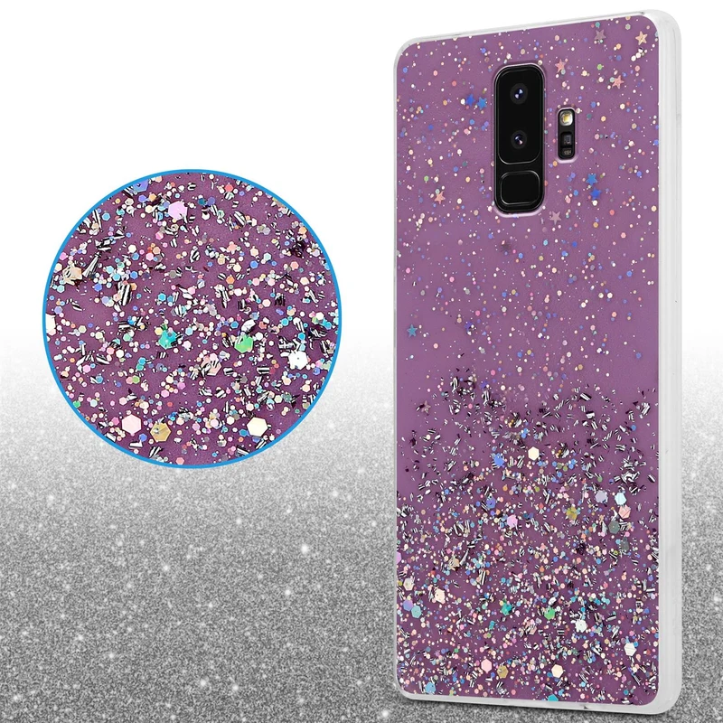 Cadorabo Hülle kompatibel mit Samsung Galaxy S9 PLUS Schutzhülle aus flexiblem TPU Silikon mit funkelnden Glitter