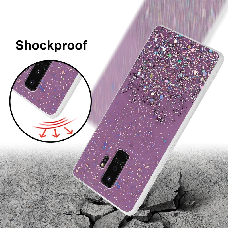 Cadorabo Hülle kompatibel mit Samsung Galaxy S9 PLUS Schutzhülle aus flexiblem TPU Silikon mit funkelnden Glitter