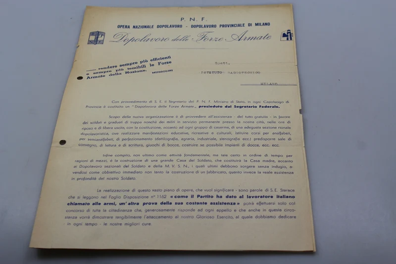 OND-Brief/Rundschreiben – Mailand