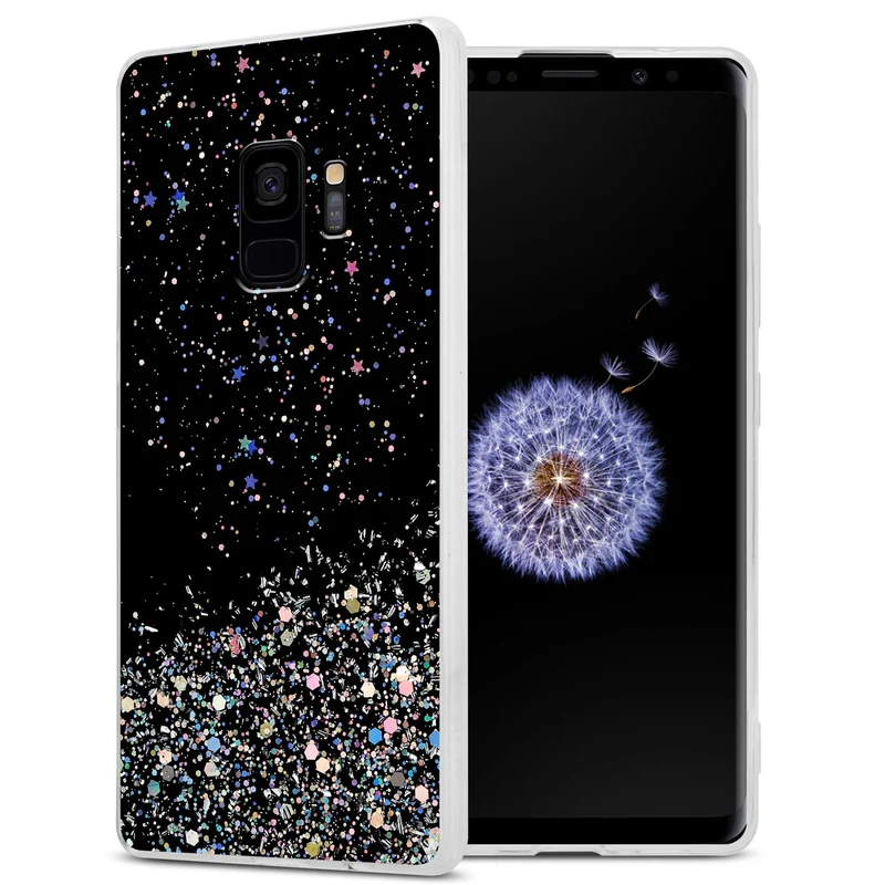 Cadorabo Hülle kompatibel mit Samsung Galaxy S9 Schutzhülle aus flexiblem TPU Silikon mit funkelnden Glitter
