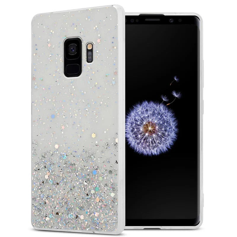 Cadorabo Hülle kompatibel mit Samsung Galaxy S9 Schutzhülle aus flexiblem TPU Silikon mit funkelnden Glitter