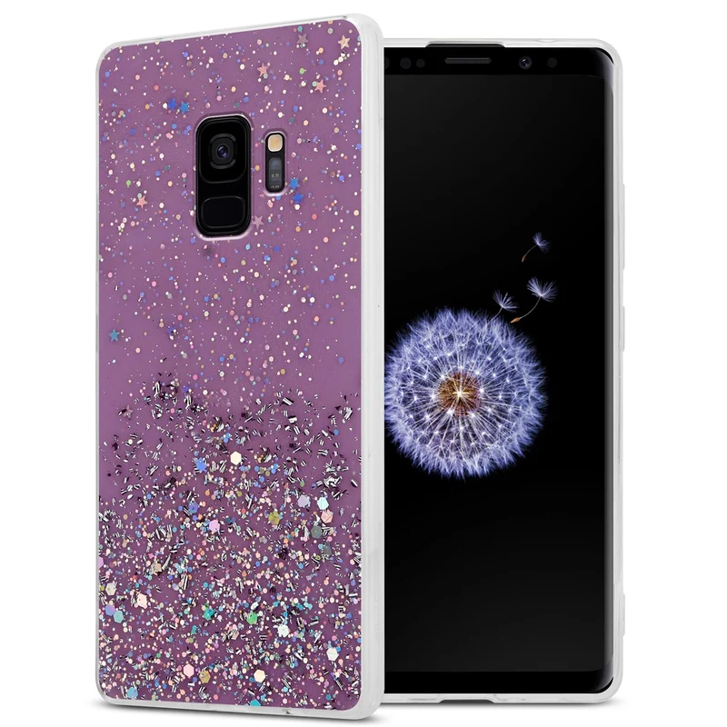 Cadorabo Hülle kompatibel mit Samsung Galaxy S9 Schutzhülle aus flexiblem TPU Silikon mit funkelnden Glitter