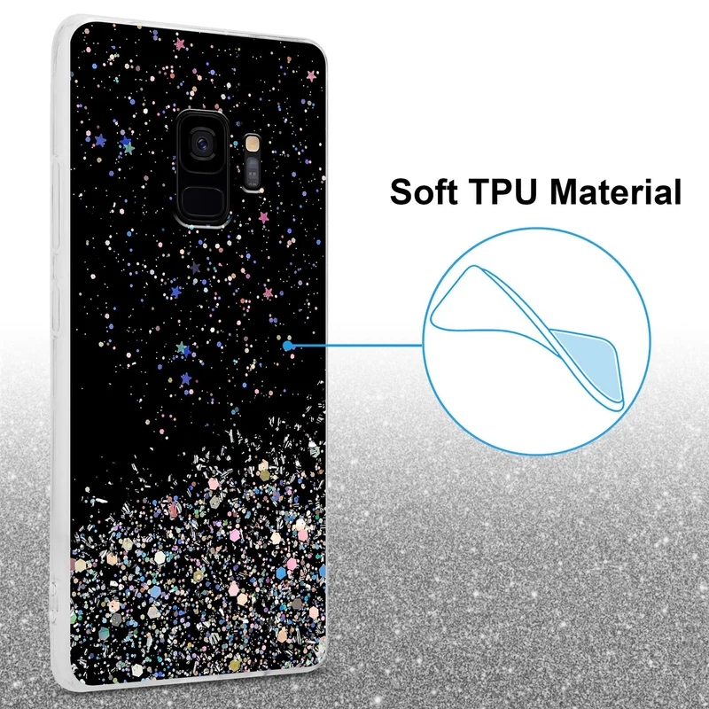 Cadorabo Hülle kompatibel mit Samsung Galaxy S9 Schutzhülle aus flexiblem TPU Silikon mit funkelnden Glitter