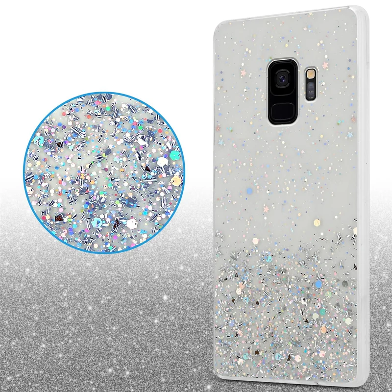 Cadorabo Hülle kompatibel mit Samsung Galaxy S9 Schutzhülle aus flexiblem TPU Silikon mit funkelnden Glitter