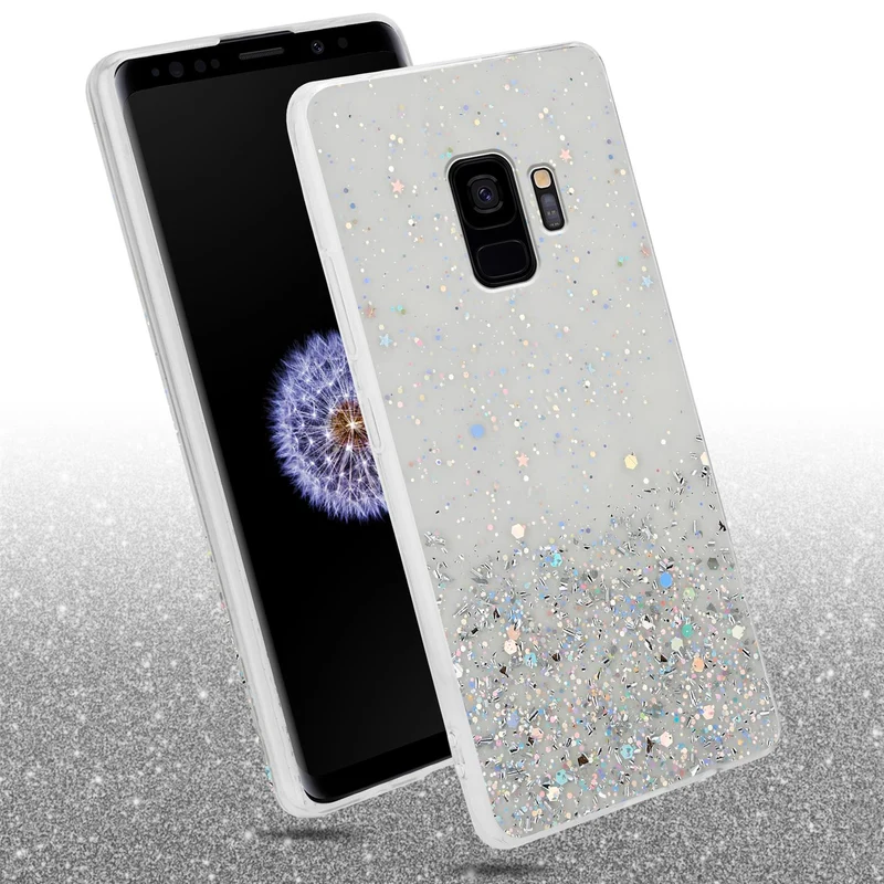 Cadorabo Hülle kompatibel mit Samsung Galaxy S9 Schutzhülle aus flexiblem TPU Silikon mit funkelnden Glitter