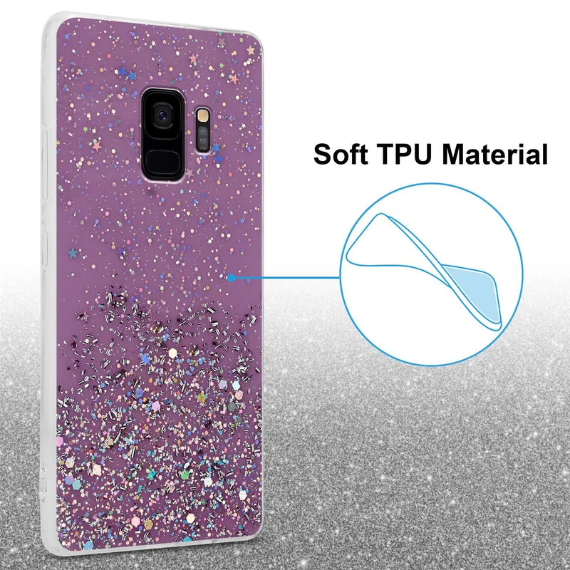 Cadorabo Hülle kompatibel mit Samsung Galaxy S9 Schutzhülle aus flexiblem TPU Silikon mit funkelnden Glitter