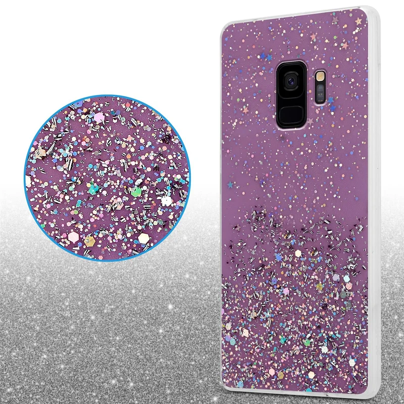 Cadorabo Hülle kompatibel mit Samsung Galaxy S9 Schutzhülle aus flexiblem TPU Silikon mit funkelnden Glitter