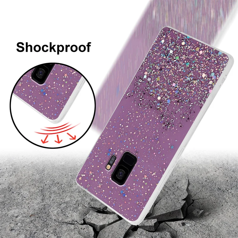 Cadorabo Hülle kompatibel mit Samsung Galaxy S9 Schutzhülle aus flexiblem TPU Silikon mit funkelnden Glitter
