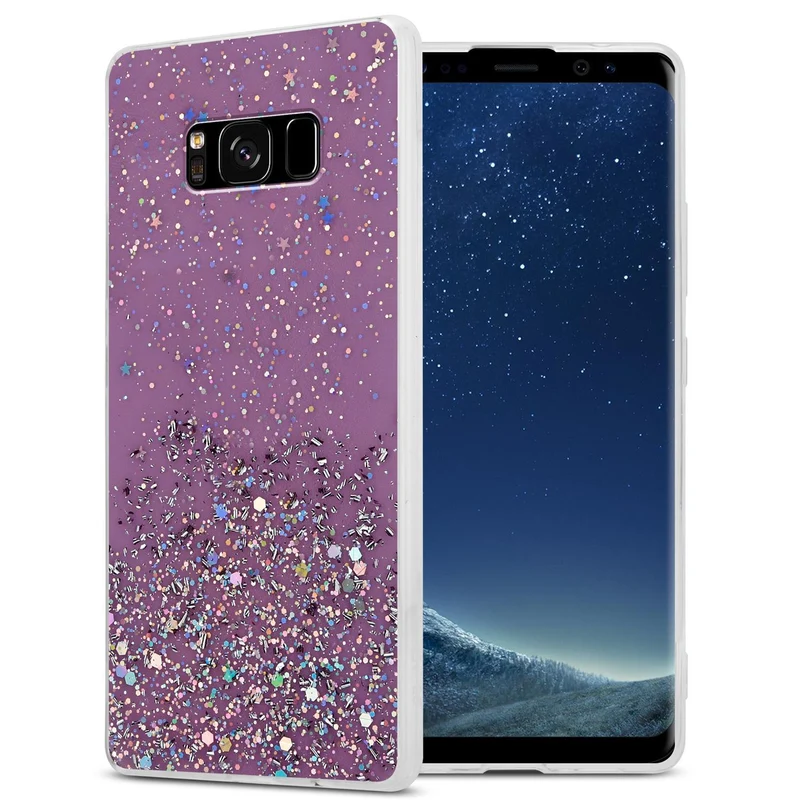 Cadorabo Hülle kompatibel mit Samsung Galaxy S8 PLUS Schutzhülle aus flexiblem TPU Silikon mit funkelnden Glitter