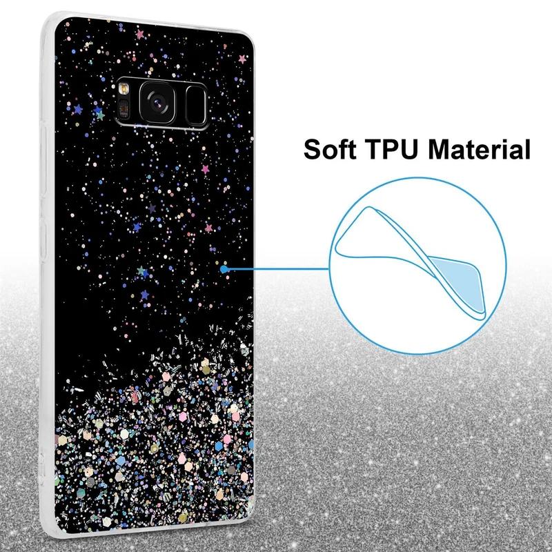 Cadorabo Hülle kompatibel mit Samsung Galaxy S8 PLUS Schutzhülle aus flexiblem TPU Silikon mit funkelnden Glitter