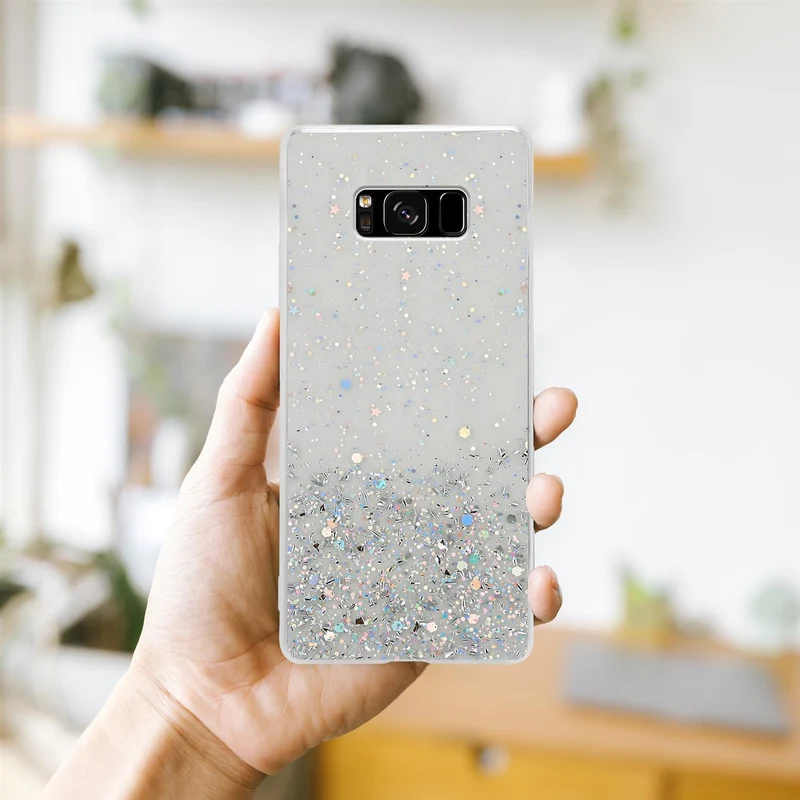 Cadorabo Hülle kompatibel mit Samsung Galaxy S8 PLUS Schutzhülle aus flexiblem TPU Silikon mit funkelnden Glitter