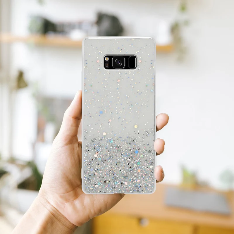 Cadorabo Hülle kompatibel mit Samsung Galaxy S8 PLUS Schutzhülle aus flexiblem TPU Silikon mit funkelnden Glitter