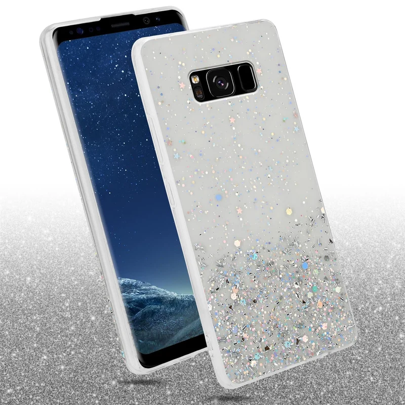 Cadorabo Hülle kompatibel mit Samsung Galaxy S8 PLUS Schutzhülle aus flexiblem TPU Silikon mit funkelnden Glitter