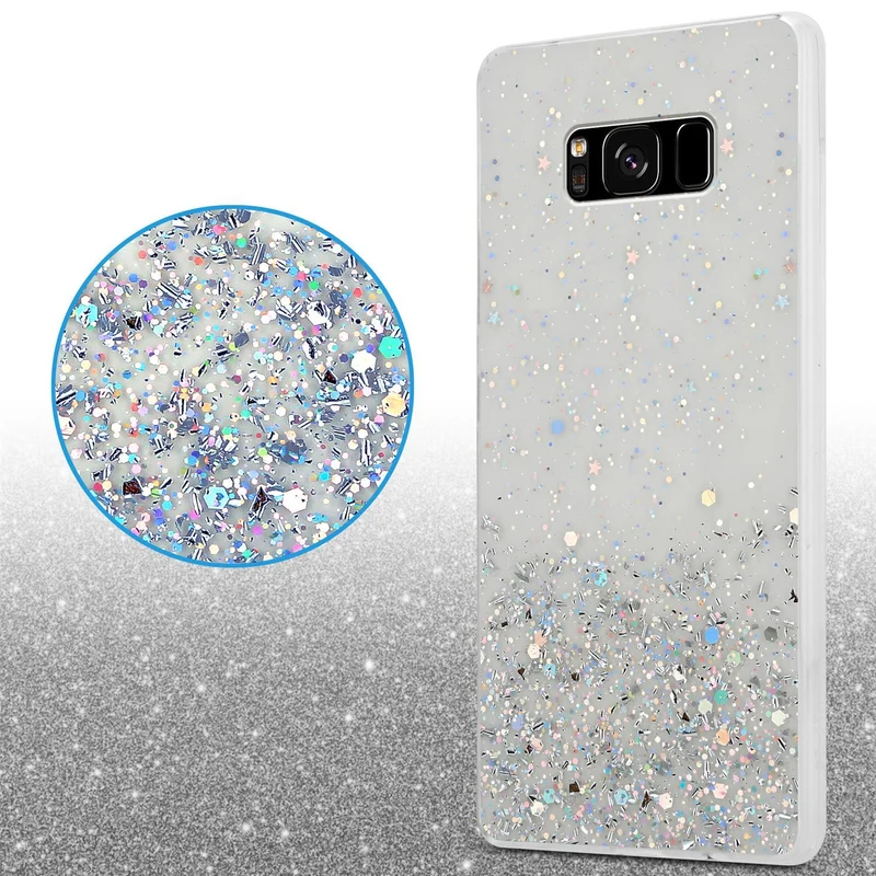 Cadorabo Hülle kompatibel mit Samsung Galaxy S8 PLUS Schutzhülle aus flexiblem TPU Silikon mit funkelnden Glitter