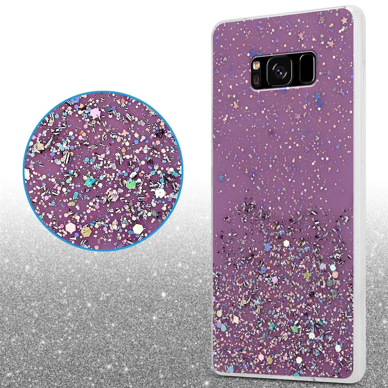 Cadorabo Hülle kompatibel mit Samsung Galaxy S8 PLUS Schutzhülle aus flexiblem TPU Silikon mit funkelnden Glitter