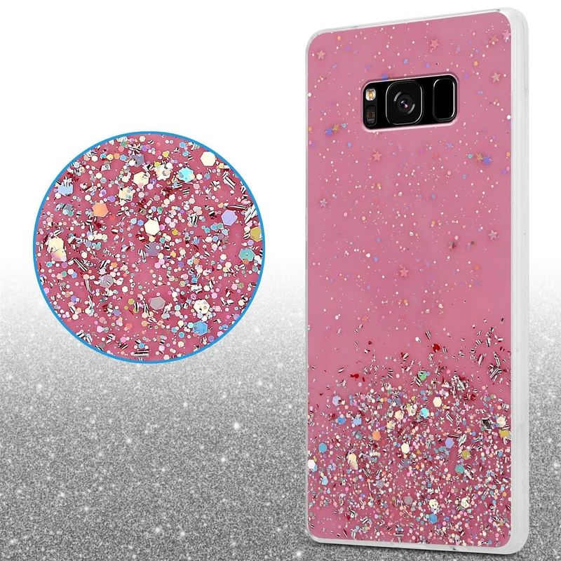 Cadorabo Hülle kompatibel mit Samsung Galaxy S8 PLUS Schutzhülle aus flexiblem TPU Silikon mit funkelnden Glitter