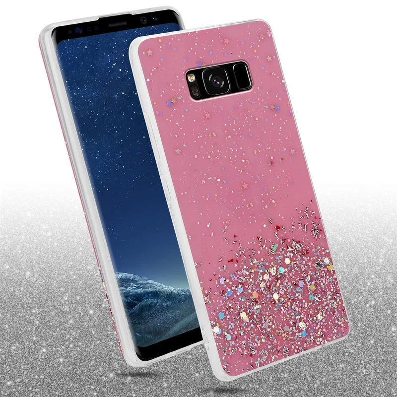 Cadorabo Hülle kompatibel mit Samsung Galaxy S8 PLUS Schutzhülle aus flexiblem TPU Silikon mit funkelnden Glitter