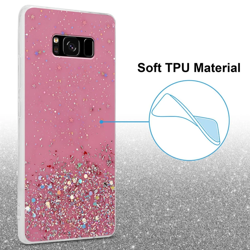 Cadorabo Hülle kompatibel mit Samsung Galaxy S8 PLUS Schutzhülle aus flexiblem TPU Silikon mit funkelnden Glitter
