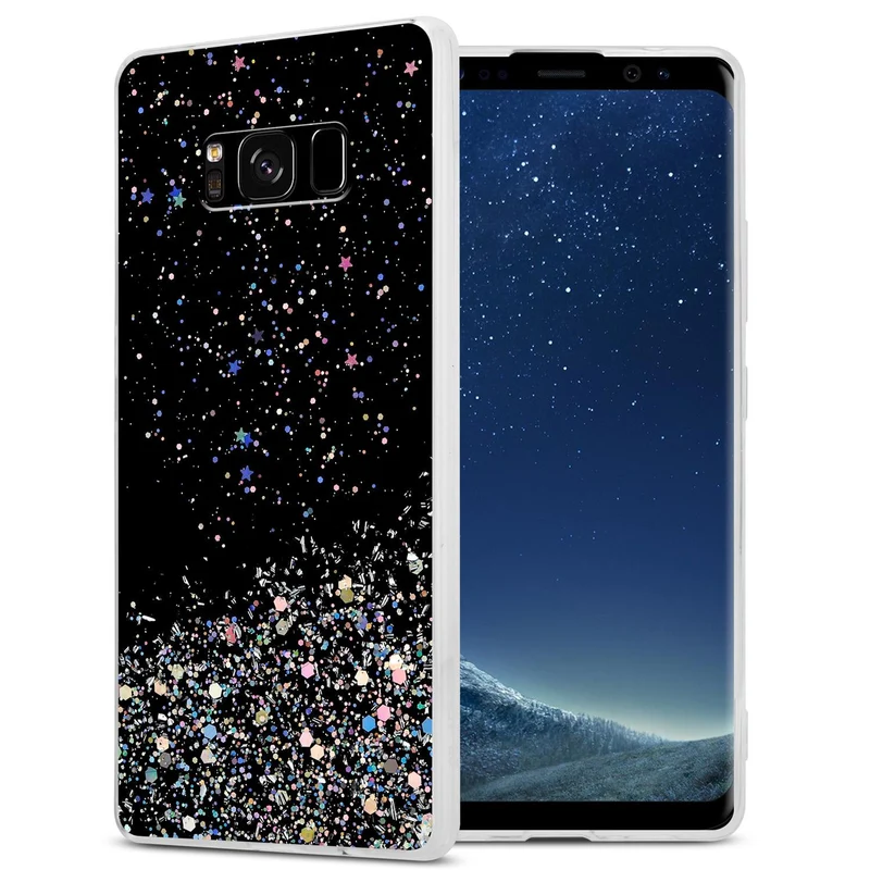 Cadorabo Hülle kompatibel mit Samsung Galaxy S8 Schutzhülle aus flexiblem TPU Silikon mit funkelnden Glitter