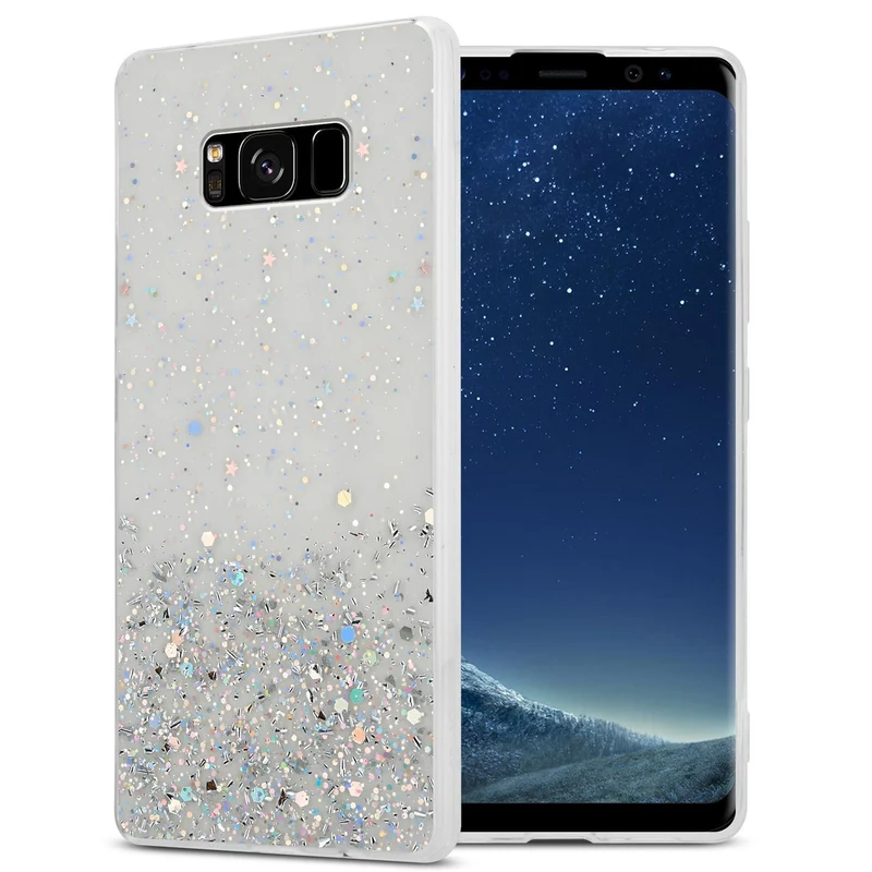 Cadorabo Hülle kompatibel mit Samsung Galaxy S8 Schutzhülle aus flexiblem TPU Silikon mit funkelnden Glitter