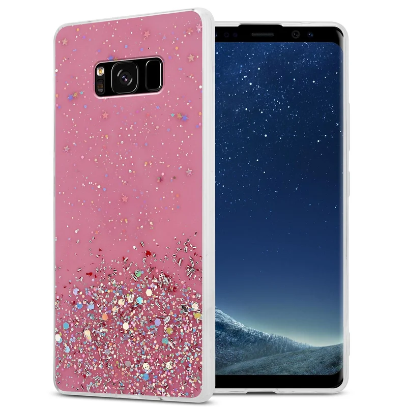 Cadorabo Hülle kompatibel mit Samsung Galaxy S8 Schutzhülle aus flexiblem TPU Silikon mit funkelnden Glitter